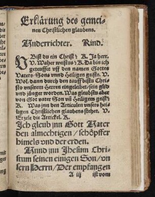 Erklaerung des gemeinen Christlichen glaubens.