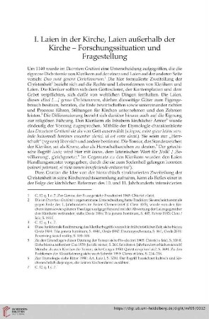 I. Laien in der Kirche, Laien außerhalb der Kirche – Forschungssituation und Fragestellung