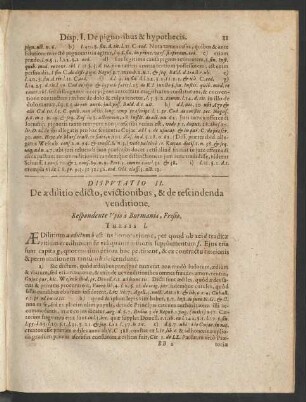 Disputatio II. De aedilitio edicto & evictionibus, & de ...