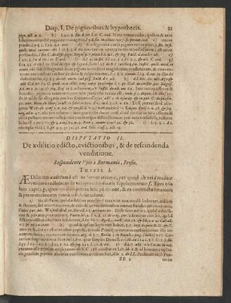 Disputatio II. De aedilitio edicto & evictionibus, & de ...