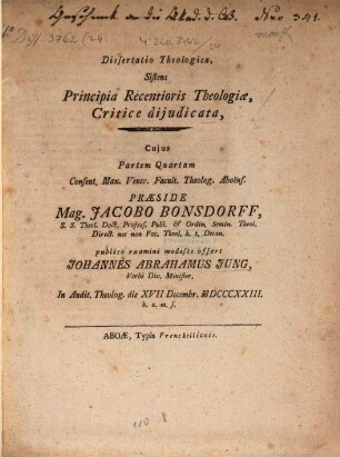 Diss. theol. sistens principia recentioris theologiae critice diiudicata, Pars 4