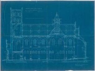 Herz-Jesu-Kirche (mit Vikarie), Heeren-Werve: Längsschnitt der Kirche 1:50
