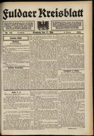 Zweite Ausgabe vom Samstag, den 17. Mai 1913.