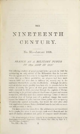 The nineteenth century and after : a monthly review. 3,a, 3,a. 1878