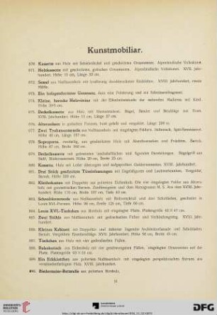 Kunstmobiliar (Nr. 870-972)