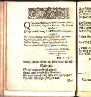 Gratulationes [Beiträger: Georgius Casp. Kirchmajerus. Herrn P. Kirchmajers Tischgesellschafft. Henricus Mahsenius.]