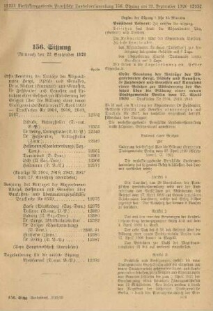 156. Sitzung. Mittwoch den 22. September 1920
