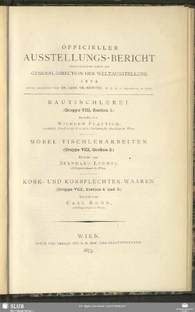 Gruppe 8, Sect. 1/5: Bautischlerei, Möbel-Tischlerarbeiten, Kork- und Korbflechterwaaren : Bericht