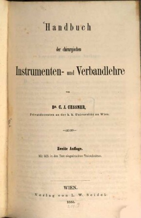 Handbuch der chirurgischen Instrumenten- und Verbandlehre