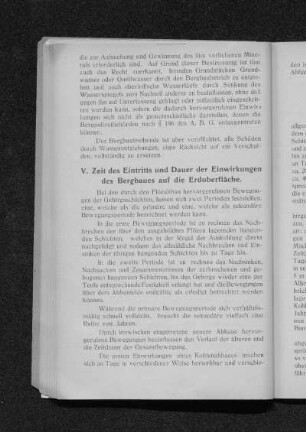 V. Zeit des Eintritts und Dauer der Einwirkungen des Bergbaues auf die Erdoberfläche.
