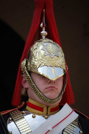 Porträt eines Gardisten der Horse Guards, berittene Garde der Königin
