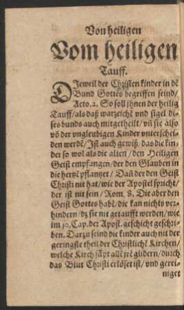 Vom heiligen Tauff.