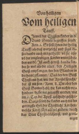 Vom heiligen Tauff.