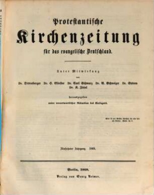 Protestantische Kirchenzeitung für das evangelische Deutschland. 15. 1868
