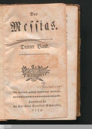 Dritter Band: Der Meßias