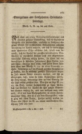 Evangelium am funfzehnten Trinitatissonntage. Matth. 6, V. 24. bis ans Ende