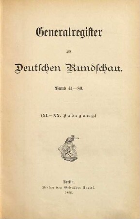 Deutsche Rundschau. [80a]