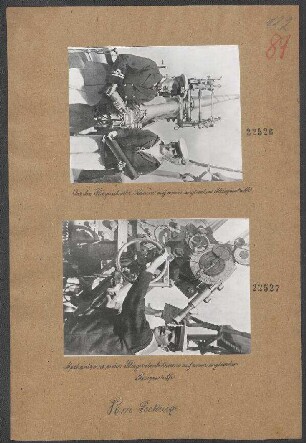 Mechanismus einer Fleigerabwehrkanone auf einem englischen Kriegsschiffe