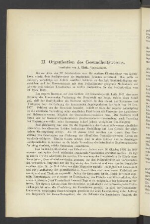 II. Organisation des Gesundheitswesens