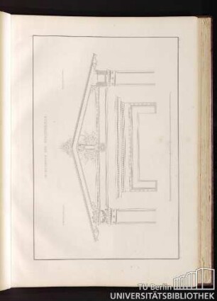 6. Architektur der Zugangshalle. Giebelansicht. Durchschnitt.