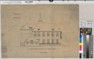 Coesfeld (Coesfeld) Lehrerseminar Turnhallenbau Seitenansicht (1911) 1 : 100 45 x 68 Zeichnung Staatshochbauamt Münster