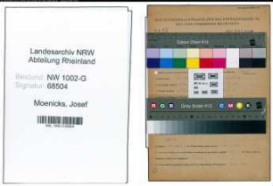 Entnazifizierung Josef Moenicks, geb. 13.08.1899 (Schneider)
