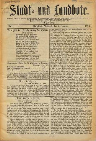 Stadt- und Landbote. 1894 = [Jg. 5]