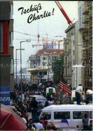 Postkarte zum Abbau des Grenzüberganges Checkpoint Charlie