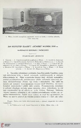 1.1936/46: Jan Krzystof Glaubitz architekt wileński XVIII w : Materiały do biografii i twórczości
