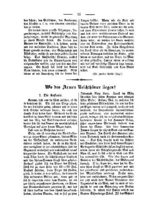 Wo des Armen Reichthümer liegen?