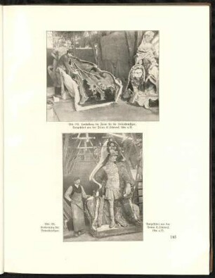 Abb. 193. Herstellung der Form für die Betonsteinfigur. Abb. 194. Entformung der Betonsteinfigur. Ausgeführt von der Firma E. Schwenk, Ulm a. D.