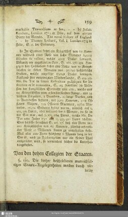 Von den hohen Collegien der Staaten