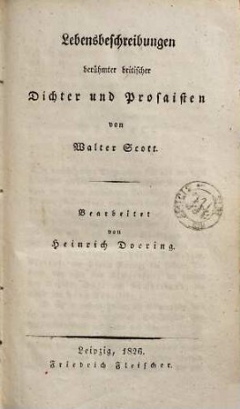 Lebensbeschreibungen berühmter britischer Dichter und Prosaisten