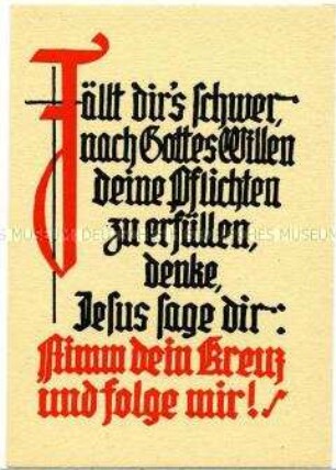 Postkarte mit christlichem Spruch