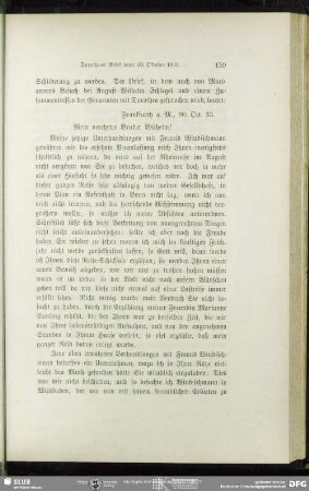 Dorothea von Schlegel an August Wilhelm von Schlegel, Frankfurt am Main, 30.10.1833