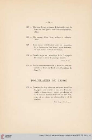 Porcelaines du Japon (Nr. 132 - 150)