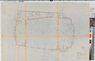 Münster (Münster) Neubau des Gymnasiums Paulinum Aula Grundriß Erdgeschoß 1957 1 : 50 70 x 105 Pause Staatshochbauamt Münster Regierung Münster Nr. 34075