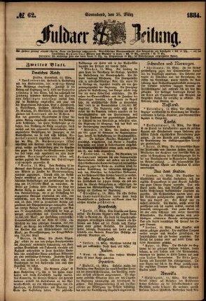 Ausgabe vom Samstag, den 15. März 1884.