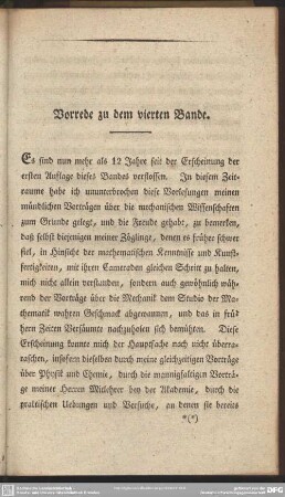 Vorrede zu dem vierten Bande