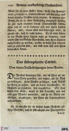 Das siebenzehende Capitel. Von denen Beschäftigungen derer Araber