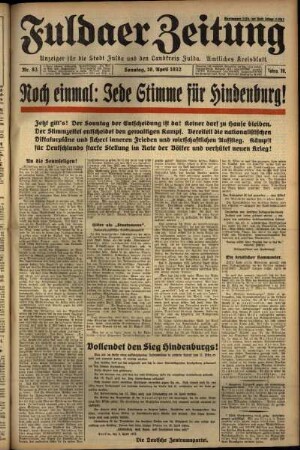 Erste Ausgabe vom Sonntag, den 10. April 1932.