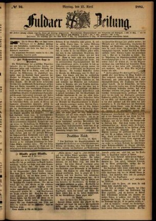 Ausgabe vom Montag, den 27. April 1885.