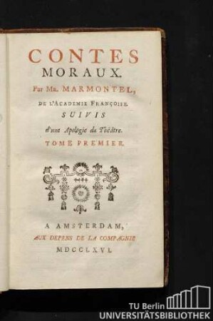 Tome Premier: Contes Moraux, Tome Premier