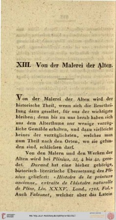 XIII. Von der Malerei der Alten