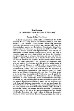Erwiderung : auf vorstehenden Aufsatz von Josef K. Friedjung ; [Über sexuelle Konstitutionen]