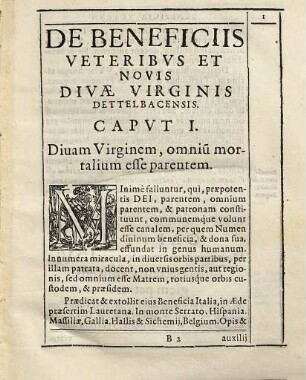 Beneficia Vetera Et Nova, Divae Virginis Dettelbacensis