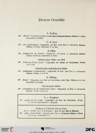 Diverse Gemälde (Nr. 152-182)