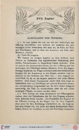 XVII. Ausfüllung der Öffnung
