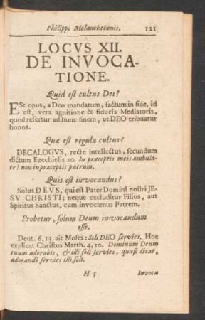 Locus XII. De Invocatione.