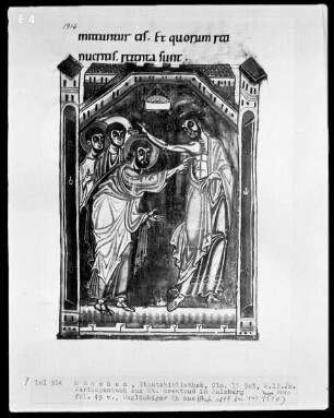 Perikopenbuch aus dem Benediktinerinnenkloster Sankt Erentrud auf dem Nonnberg — Der ungläubige Thomas, Folio 49verso